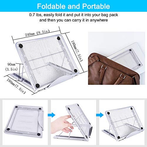 Aigital Laptop Stand, Computer Stand for Laptop, Portable and 6+4 Adjustable Tablet Laptop Holder Stand with Hollow Heat Dissipation Design Compatible with 7-15.6 inches Laptop, IPAD, Cell Phone - Thumbnail 2