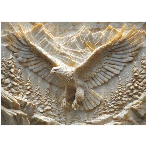 Puzzle para adultos PPuzzling Águila Calva 1000 piezas, desafiante rompecabezas de naturaleza con escena de montaña y bosque miniatura 2