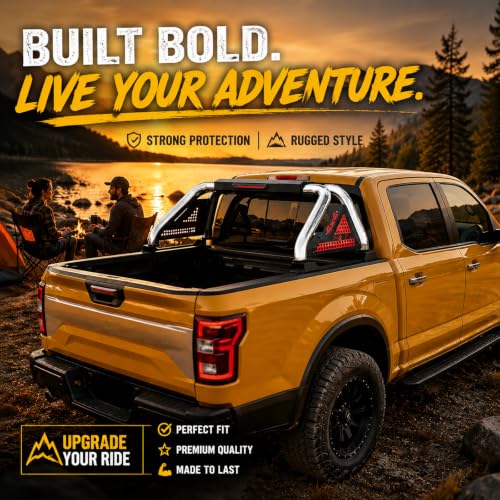 Image of MONOKING Roll Bar for Mid-Size Truck with Brake Light, Stainless Steel Rack Sport Bar for Tonneau Cover for 2007-2026 Tacoma Gladiator Colorado Ranger Canyon Frontier Dakota, DIY Color Chase Rack