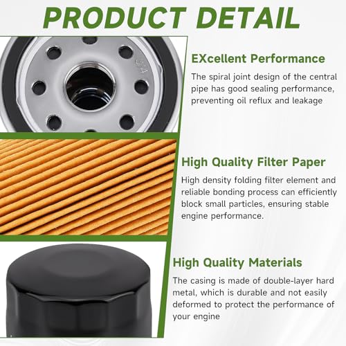 Image of 49065-0724 Oil Filter Replacement, for kawasaki FX850V FX801V FJ180V FH381-721V FH601-770D FX751-FX1000V Engine Models, 49065-7010 oil filter elment, AM107423 120-634 1016467, Pack of 2