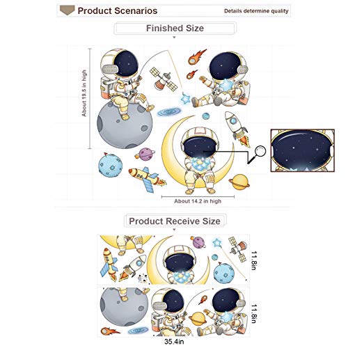 Astronaut Wall Stickers For Boys Bedroom, Dilibra Cartoon Spaceman Outer Planet Creative Diy Art Vinyl Removable Wall Decal, Star Spaceship Ufo Glaxy Wallpaper Decor For Kid’s Room Nursery #TOP3