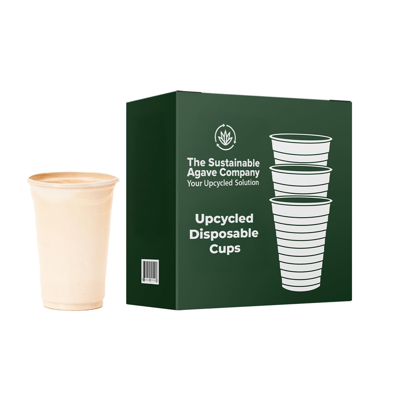 Sustainable Agave Co Sweet Agave Fiber Cups, 12 oz, 50 Count, Plant-Based, Made with Upcycled Materials, Beige