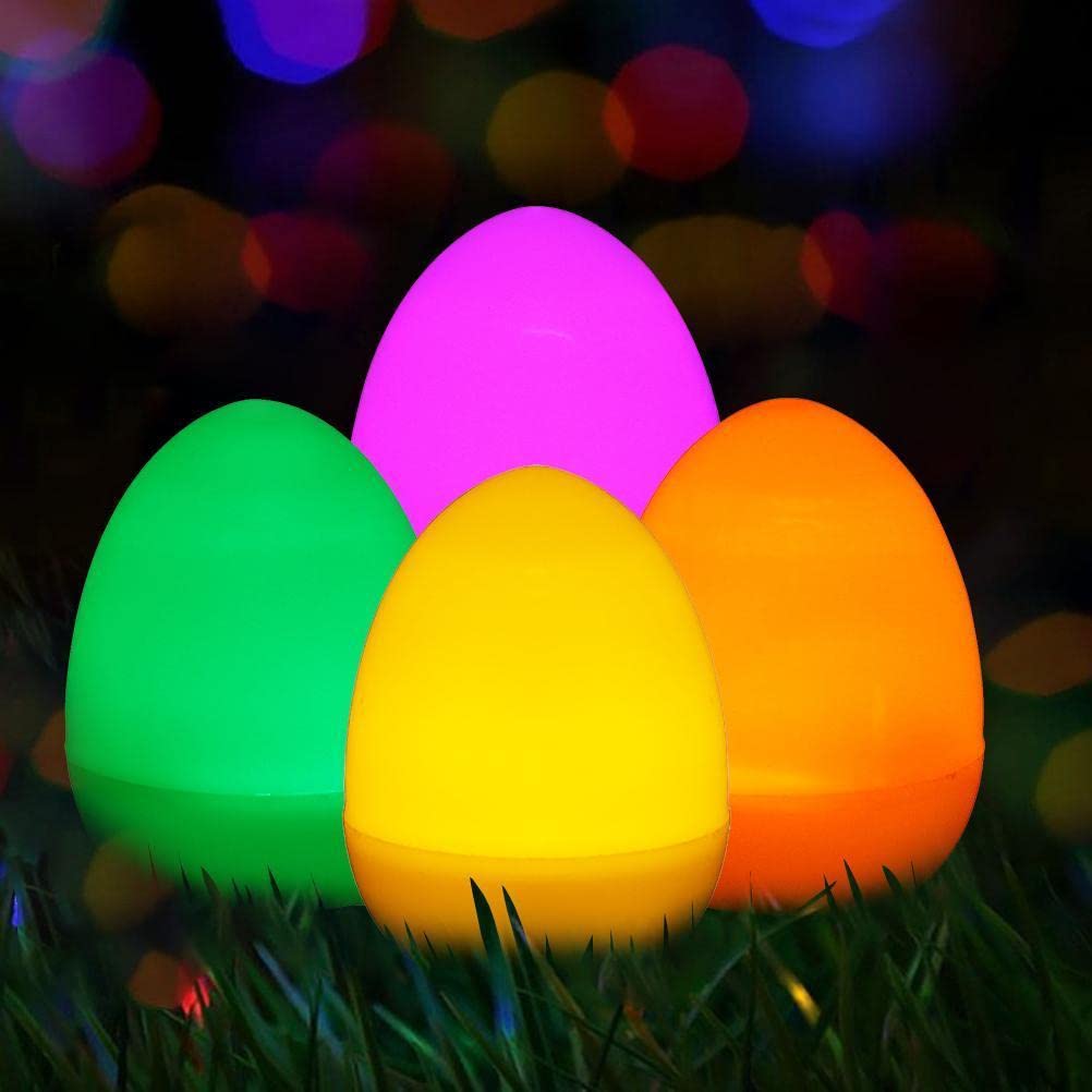 12 STKS LED Paaseieren Warm Geel Glow In The Dark Eieren Kleurrijke Easter Egg Decoratie Ambachten Voor Pasen Party Home Tree Banister Party
