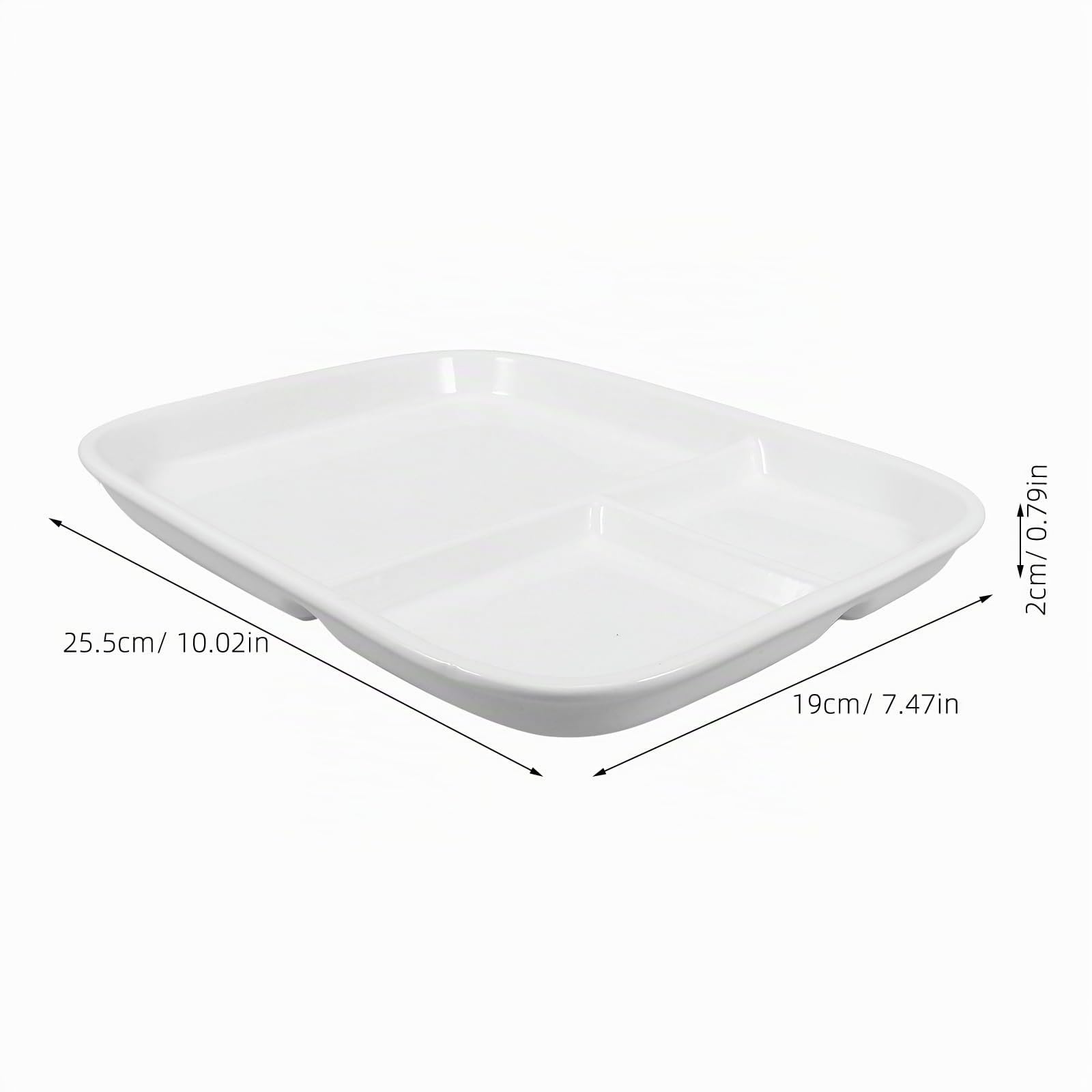 MAGICLULU Assiette Carrée en Porcelaine 10 Pouces À Trois Compartiments pour Petit Déjeuner Et Steak Vaisselle en Céramique Blanche pour Usage Familial Et Restaurant