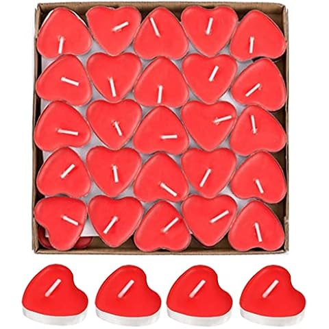 50 Pcs Love Heart Shape Tealights, Love Candles Bulk Smokeless Scented Small Candles Heart Shaped Floating Tea Lights Candles for Valentine's Day Wedding Table Decor Aisle Party Decor Cover