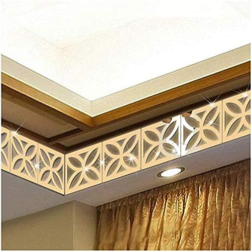 Himerus 10 Pcs Geometric Acrylic Mirror Wall Stickers Home Decor DIY Art for Living Room Bedroom Bathroom (Gold)