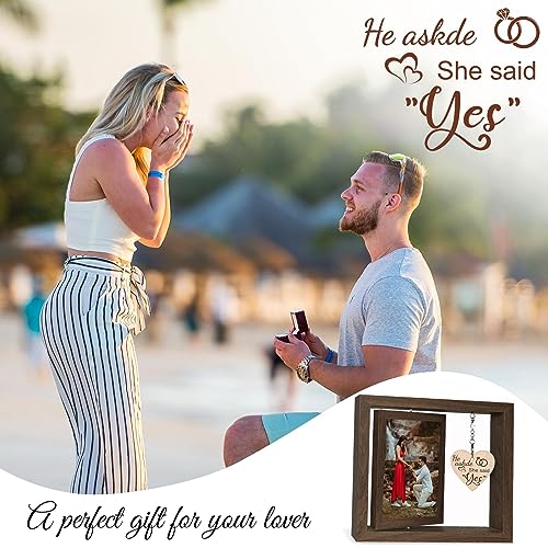 Rotating Couples Picture Frame 4x6In Walnut Double-Sided Rustic Picture Frame Couple Gifts Wedding Engagement Gifts for Boyfriend Girlfriend Wife Husband - Image 2