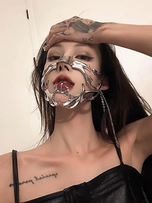 Miniatura 7 de CyberPunk Cyborg - Máscara de Mardi Gras de media cara para mujer