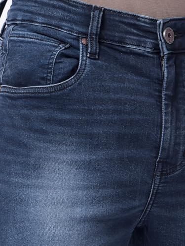 Image of Numero Uno Men Solid Blue Denim Slim Fit Jeans