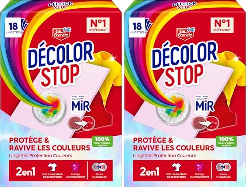 Decolor Stop - 2 en 1 -Protege et Ravive les Couleurs - Lingettes Protection Couleurs - Evite les Accidents de Decoloration - Protege du Ternissement - Ravive...