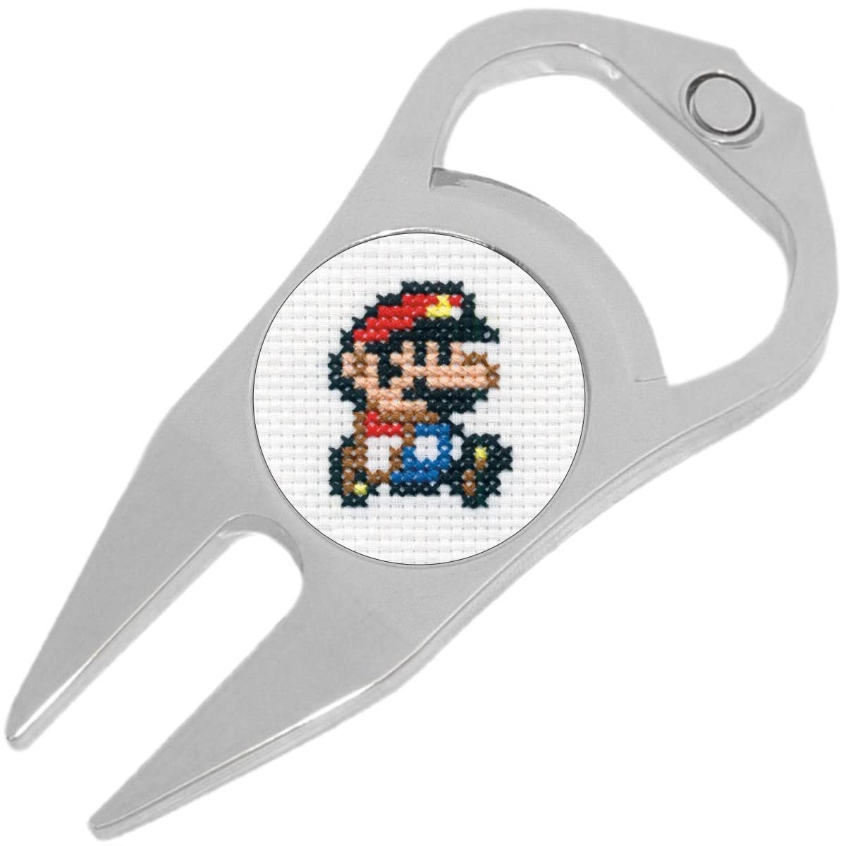 NewCharms Mario Cross Stitch Golf Ball Marker Divot Repair Tool Bottle Opener