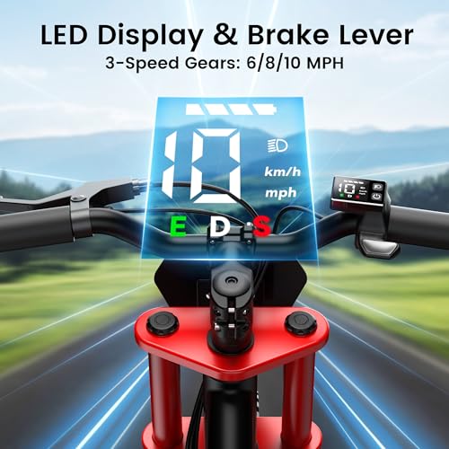 Gyroor S1 Kids Electric Balance Bike, 200W Motor 3 Speeds up to 10 MPH, 12-Inch Pneumatic Tires, 7-Color Rear Fender LED Taillight, Drum Brake, UL2272 Certified, for Ages 3-6, Black-9BD - Image 3