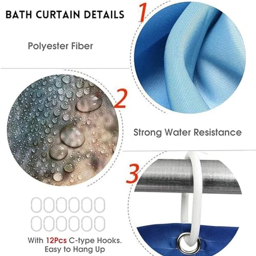 SMchwbc Ocean Dolphin Shower Curtain, 180 x 180 cm, 180 x 200 cm, Blue Beach Shower Curtains Set, Polyester, Plants Shower Curtains, Bathroom Rug, 4-Piece Set (120 x 200 cm) - Image 7