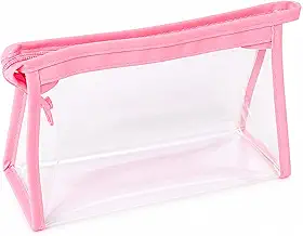 Necessaire Transparente com Zíper, Bolsa Organizadora de Maquiagem e Cosméticos (Rosa)