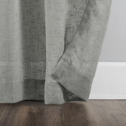 Archaeo Burlap Weave Linen Blend Tab Top Curtain, 50" x 84", Sterling Gray4