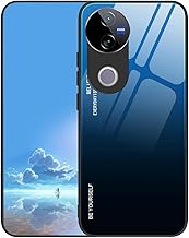 UPLAI Case for Vivo V50 5G / VIVO V50e 5G, Slim Shockproof Colour Gradient Mobile Phone Case Case, Tempered Glass Back and Soft TPU Silicone Bumper Protective Cover Blue Black