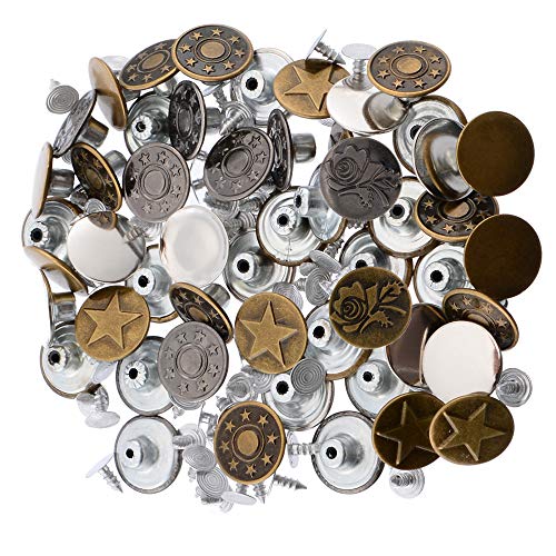 Yakamoz 80 Sets 17Mm Metal Jeans Button Replacement Kit Fastener Tack Buttons For Denim Jeans Pants Buttons Fix Repair (8 Style, Each 10Pcs) #TOP5