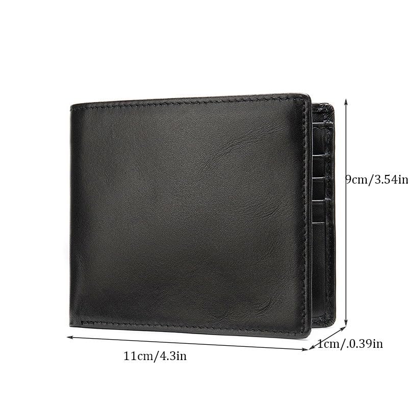 Men's wallet Men's Short Wallet Top Layer Cowhide Business Casual Money Clips for Father，Husband(Coffee)4