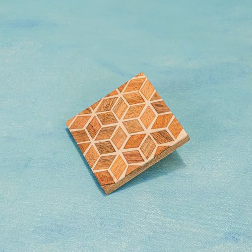 Image of Ireka Home Rustic Charm Coaster Set of 4, Mango Wood & Resin - Tea Cup, Coffee Mug & Glass Coasters for Dining Table, Office & Home Decor
