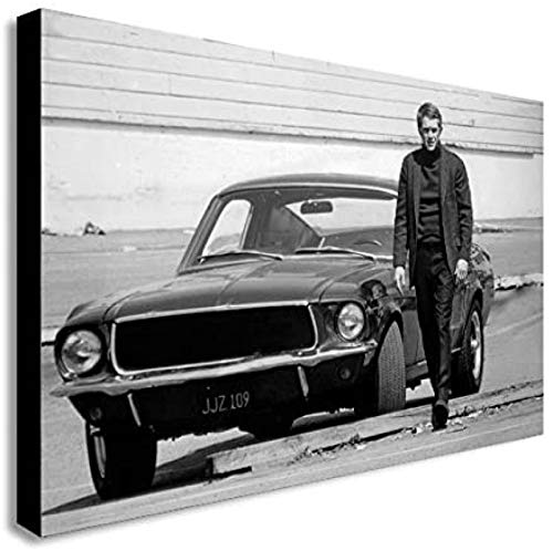 Toile Tableau 50x70cm sans Cadre Impression DE Film DE Steve McQUEEN Ford MUSTANGBULLITT