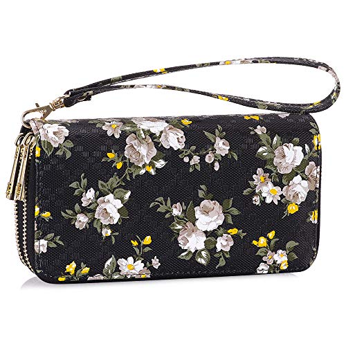 Image of XEYOU Double Zipper Long Clutch Wallet Cellphone Wallet for Women with Removable Wristlet Strap for Credit Card, Cash, Coin, Bill