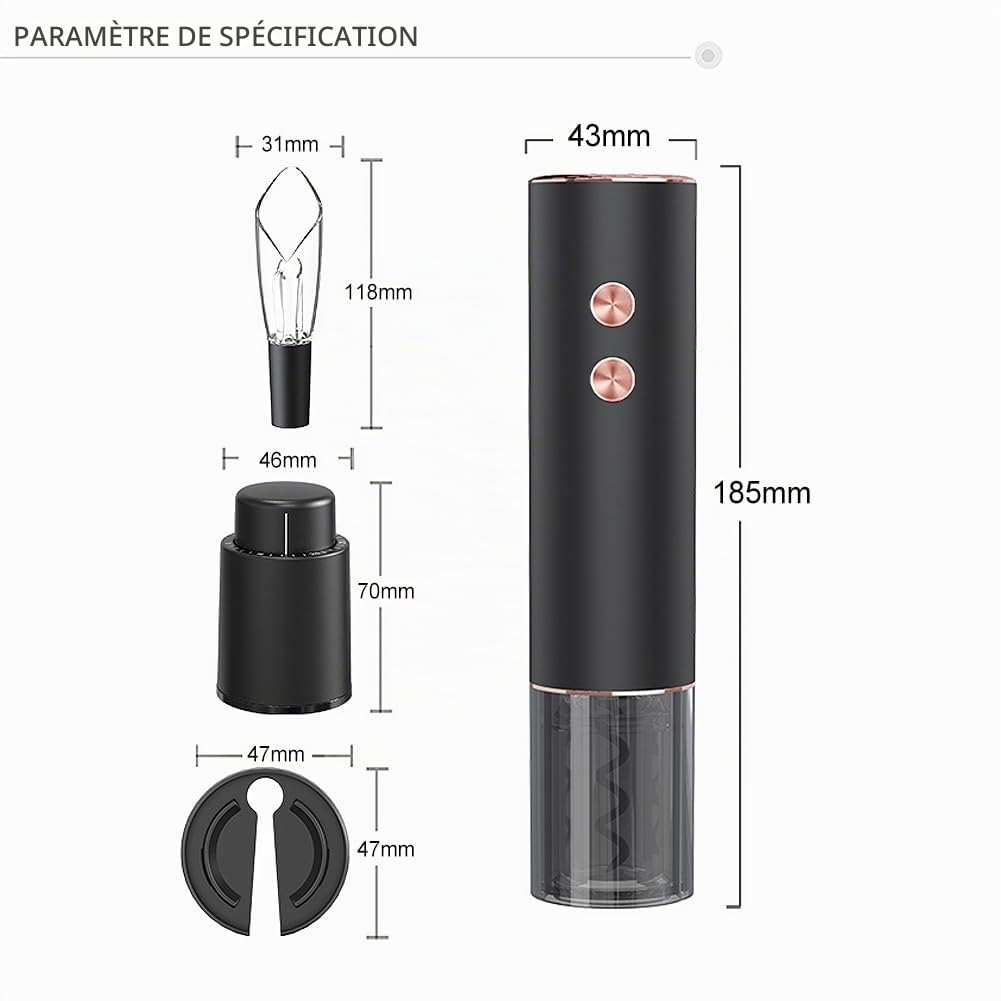 Tire Bouchon Électrique Ouvre Bouteille Automatique Décapsuleur pour Vin Professionnel pour Amateurs de Vins Cadeau de Luxe (Or, Jeu, Boîte Cadeau, Rechargeable)