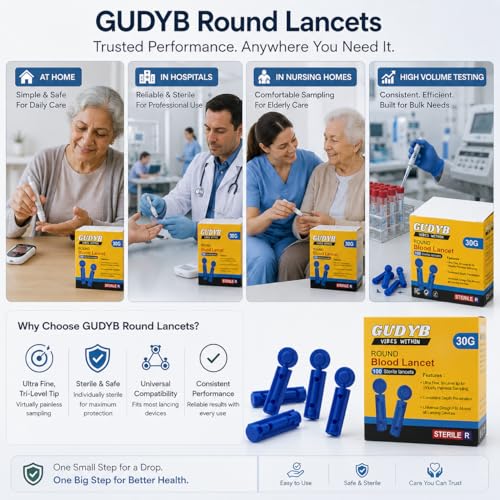 Image of Blood Lancets for Glucose Testing - 100 Sterile Disposable Lancets, Twist Top Blue | Painless, Hygienic, Universal Fit for Diabetes Home Use | 30 Gauge (Blue)