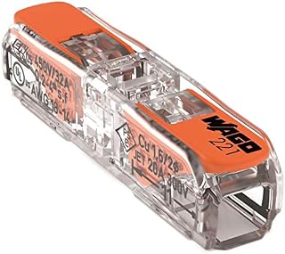 Wago 221-2411 Compact Connection Terminal for All Conductor Types 2-Conductor Clamp with Actuation Levers Transparent Pack of 60