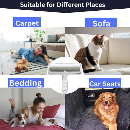 Image of Roller Pet Hair Remover and Reusable Lint Roller, Cat and Dog Hair Remover for Furniture, Multi-Surface Fur Removal Tool, Remove and Dispose of Hair, Washable Lint Roller Easy to Use (Grey), Gray