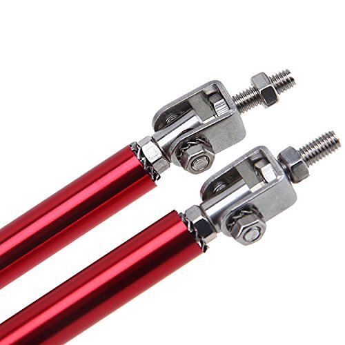 Xotic Tech 2Pc Adjustable 8"-11" Front Bumper Lip Splitter Diffuser Strut Rod Tie Bars Splitter Support Rod Compatible With Most Vehicles [Red] #TOP3