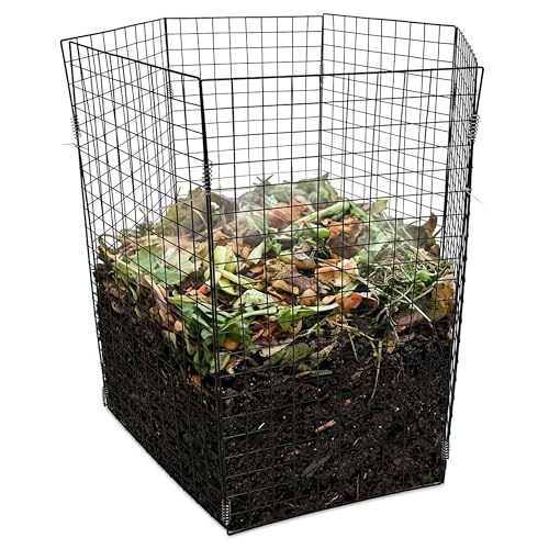 Relaxdays Komposter Metall, Biokomposter für den Garten, je Wand HxB: 100 x 50 cm, sechseckiger Drahtkomposter, schwarz