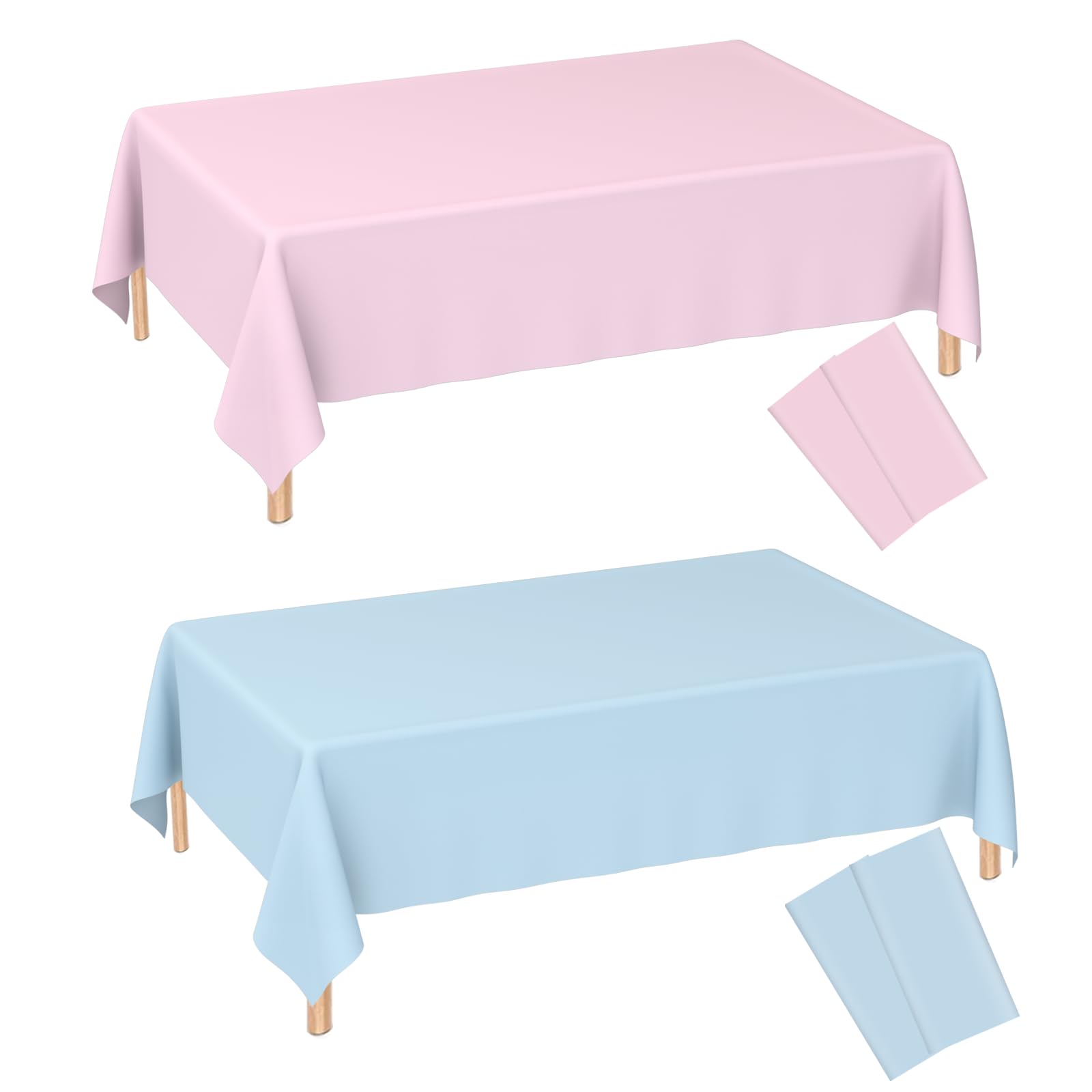 WNINK 4 Pack Gender Reveal Plastic Tablecloths, Disposable Rectangle Pink and Blue Pastel Tablecloth, Table Covers for Boy or Girl Gender Reveal Party Baby Shower Birthday Party Decorations 54" x 108"