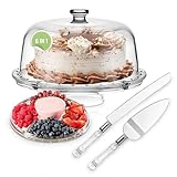 MarvellsHome - Cake Stand with Dome & Lid -Acrylic Cake Plate - Acrylic Cake Cover - Server - Trifle Bowl - Container & Dessert Stand with Charcuterie Board - Food Tray.