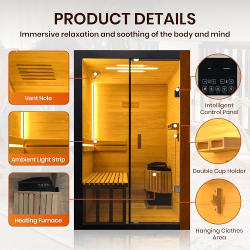 Image of OUTEXER 2 Person Sauna Steam Traditional Saunas Home Spa Saunas 240V 3KW