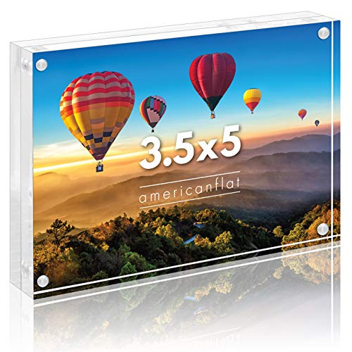 Americanflat 3.5x5 Acrylic Picture Frame - Double Sided Frames with Magnetic Corners - Transparent Acrylic Frames for Desk or Tabletop Display - 3.5x5 Picture Frame with Microfiber Cloth Included