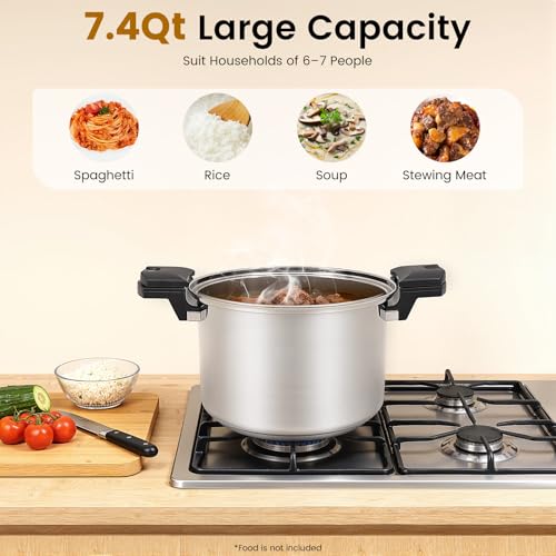 Olla a presión de acero inoxidable 7L con tapa de vidrio miniatura 2
