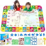 Water Coloring Mat for Toddlers 1-3 Fruit Theme for 3 4 5 6 7 8 Years Old Girls & Boys,Neon Color Mat Doodle Board Writing Drawing Toys Holiday 59x32 Inch