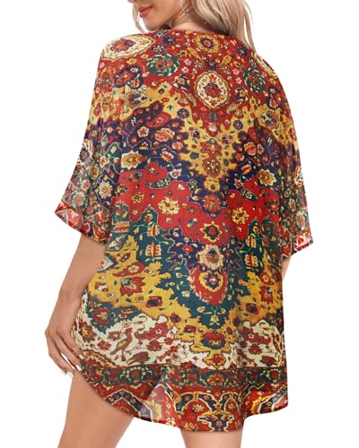 Image of Women Kimono Cardigans Casual Summer Tops Cover up Open Front Floral Print Resort Wear 2026