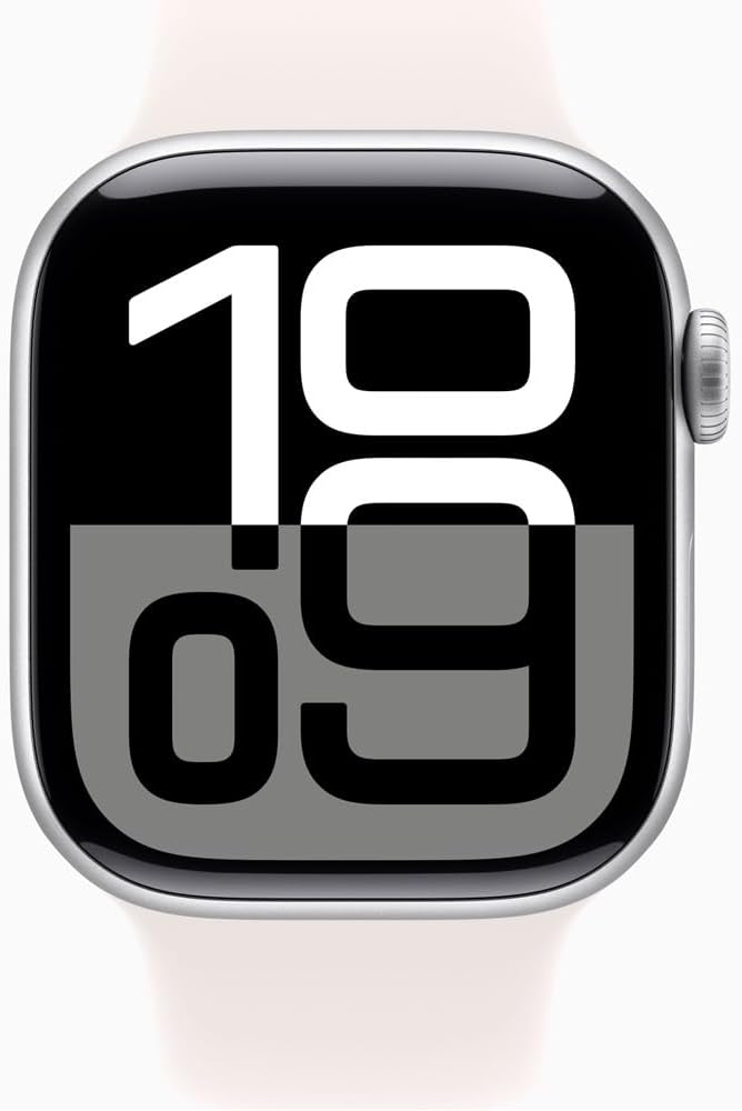 Apple Watch Series 10 [GPS + Cellular, 46mm] - Silver Aluminum Case with Light Blush Sport Band, S/M (Renewed)