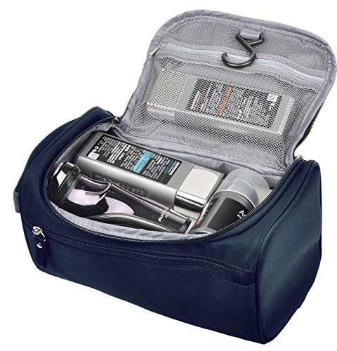 Image of Mens Travel Shaving Toiletry Bag Small Hanging Wash Organizer Dopp Kit Travel Accessories, Navy Blue