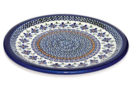 Blue Rose Polish Pottery Mosaic Flower Dinner Plate