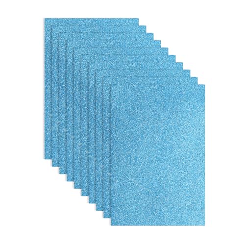 sourcing map Paquete de 10 hojas de espuma con purpurina azul claro, hojas de espuma EVA autoadhesivas de 8 x 12 pulgadas, papel de espuma fina para manualidades, proyectos de bricolaje, aula, álbumes