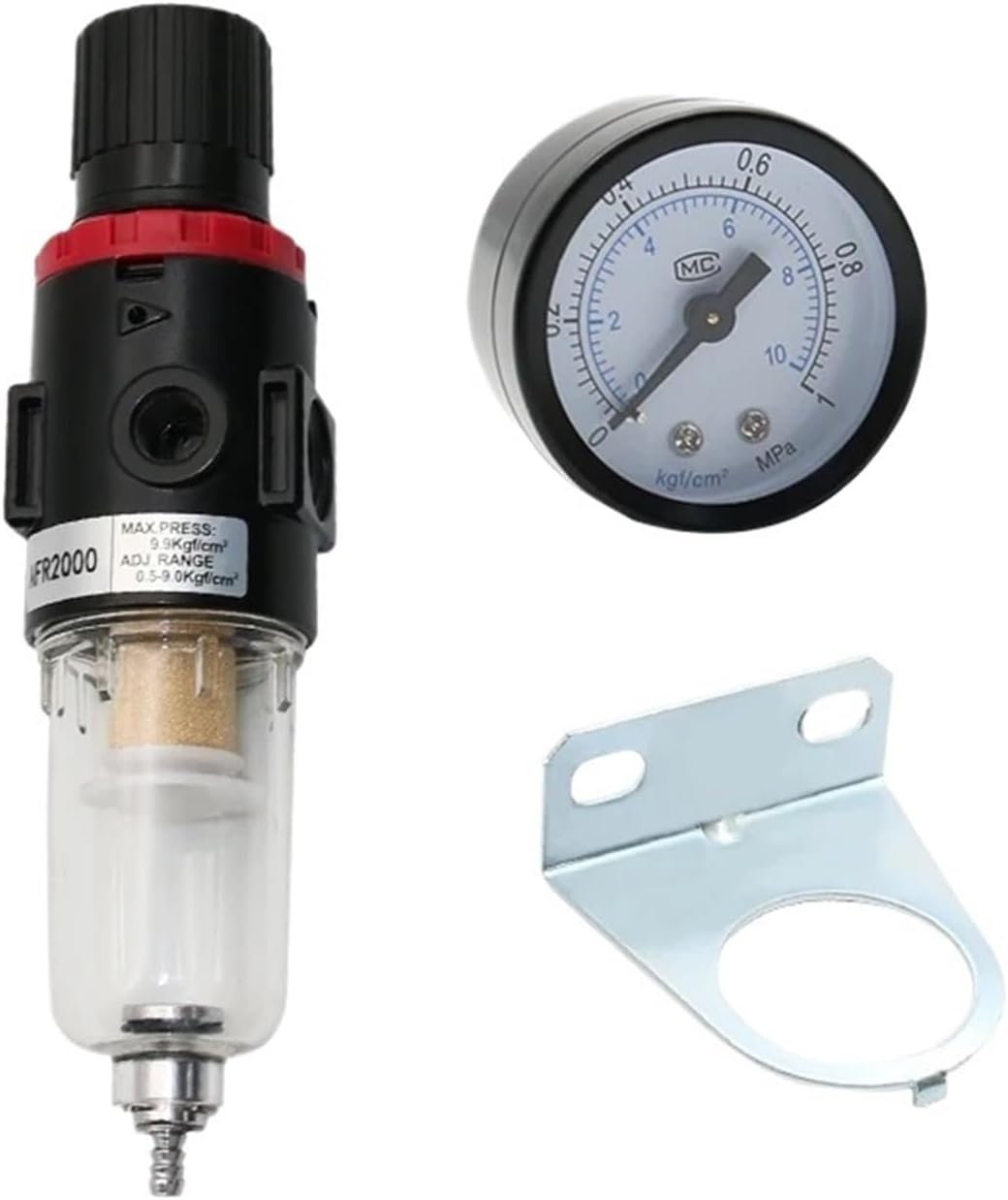 AFR-2000 Pneumatic Filter Air Treatment Unit Pressure Regulator Compressor Reducing Valve Oil Water Separation AFR2000 Gauge(PC 6mm Fitting)