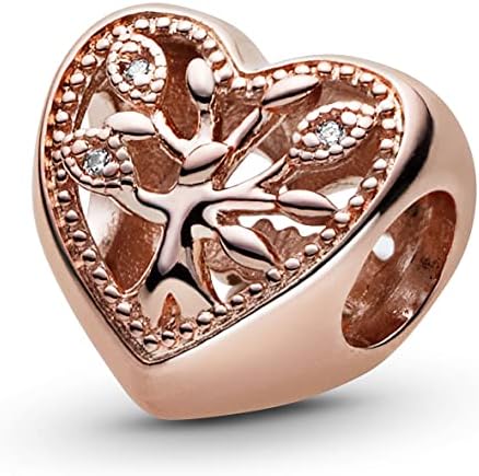 Pandora Moments Women's 14k Rose Gold-Plated Openwork Family Tree Heart Bracelet Charm