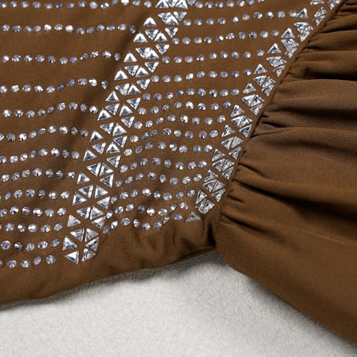 Image of PORRCEY Women's Sexy Elegant Rhinestone Mesh Party Club Night Mini Dress