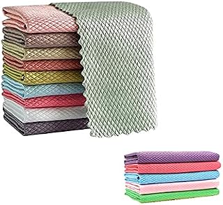 VVEMERK 5/10/15 pcs Wave Pattern Fish Scale Cloth Rag, 30x40cm Reusable Water Absorbable Glass Kitchen Cleaning Cloth Wipes, Powerful and Quick to Remove Dirt for Table Window