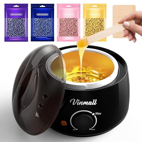 Wachswärmer Waxing Set Wachs Haarentfernung zuhause: Wax Maschine 4 Packungen wachsperlen und 30 Holzspateln,Wax haarentfernung gesicht Körper Damen Herren