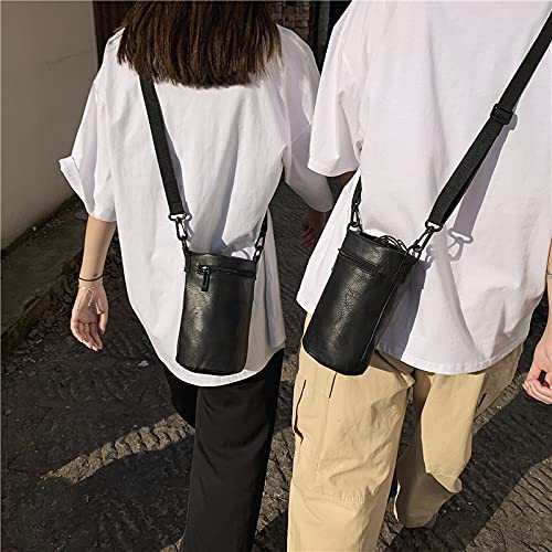 Torba na ramię męska PU damska cylindryczna torba typu bucket dla mężczyzn torba listonoszka na jedno ramię damska torebka na szminkę damska crossbody etui na telefon zamek błyskawiczny