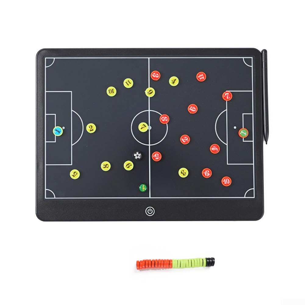 Tavola magnetica elettronica per allenatori di calcio, 1 set, lavagna strategica per calcio, basket, pallavolo, display LCD trasparente con un clic con forti marcatori magnetici, strumento di