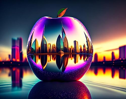Toile reflet de ville dans un fruit pour décorer votre salon